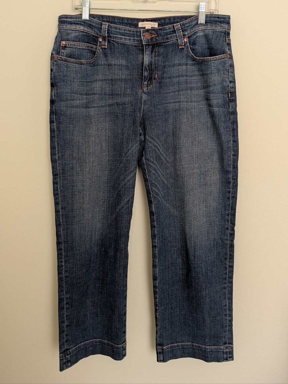 Eileen Fisher Organic Cotton Stretch Cropped Jeans Size 8 Blue